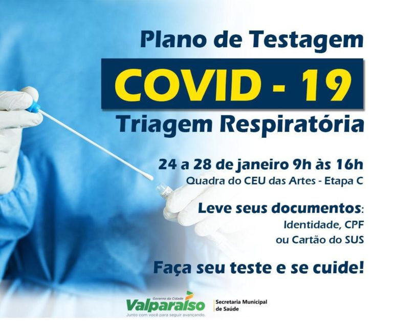 Começou hoje testagem de Covid em Valparaíso