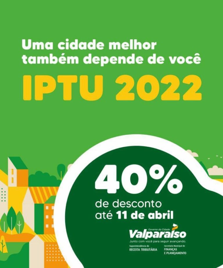 TERMINA HOJE (11) O PRAZO PARA PAGAR O IPTU COM 40% DE DESCONTO