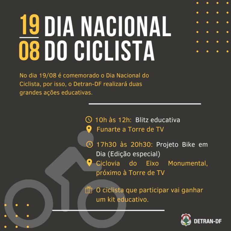 Detran-DF promove ações pelo Dia Nacional do Ciclista nesta sexta-feira (19)