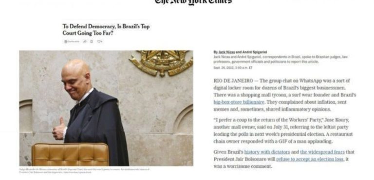 Artigo do New York Times questiona STF: ‘Está indo longe demais?’