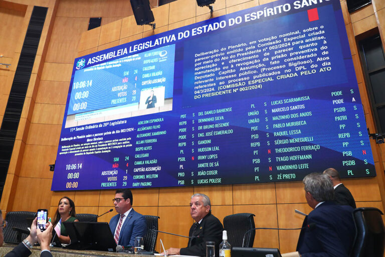 Deputados Estaduais do Espírito Santo votam pelo relaxamento da prisão de Assumção