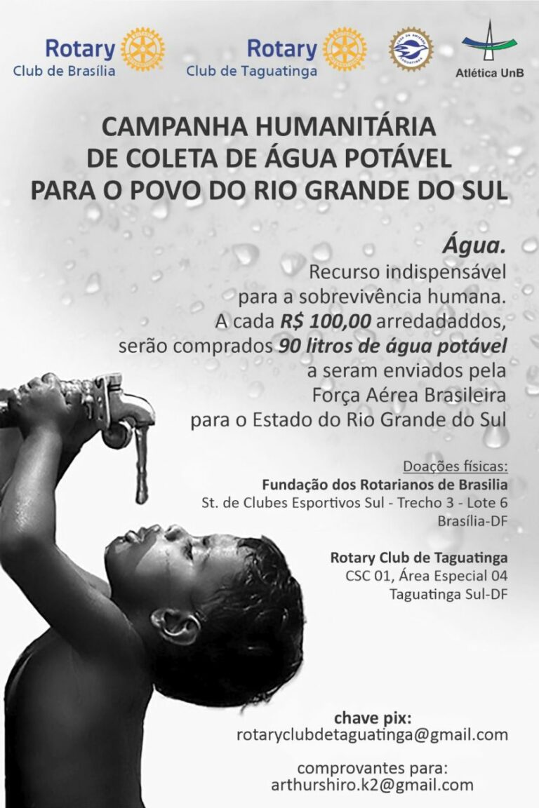 Rotary Club de Brasília e Taguatinga se unem para ajudar vítimas dos temporais no RS