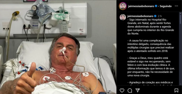 Bolsonaro posta foto em hospital e diz que seu “quadro está estável”