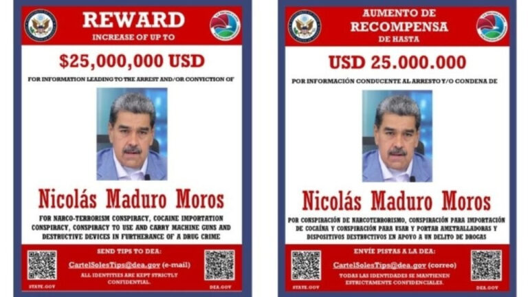 EUA anunciam recompensa de US$ 25 milhões por informações contra Maduro