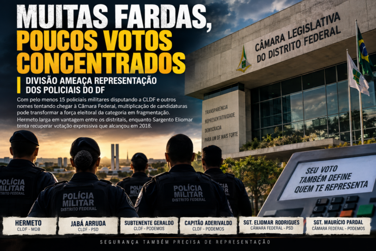 Muitas fardas, poucos votos concentrados: divisão ameaça representação dos policiais do DF