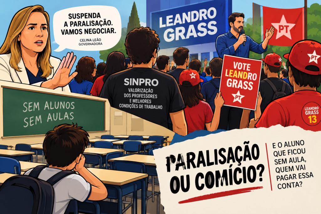 Escolas sem alunos, professores em ato político: paralisação do Sinpro vira alvo de críticas às vésperas da eleição - imagem 2
